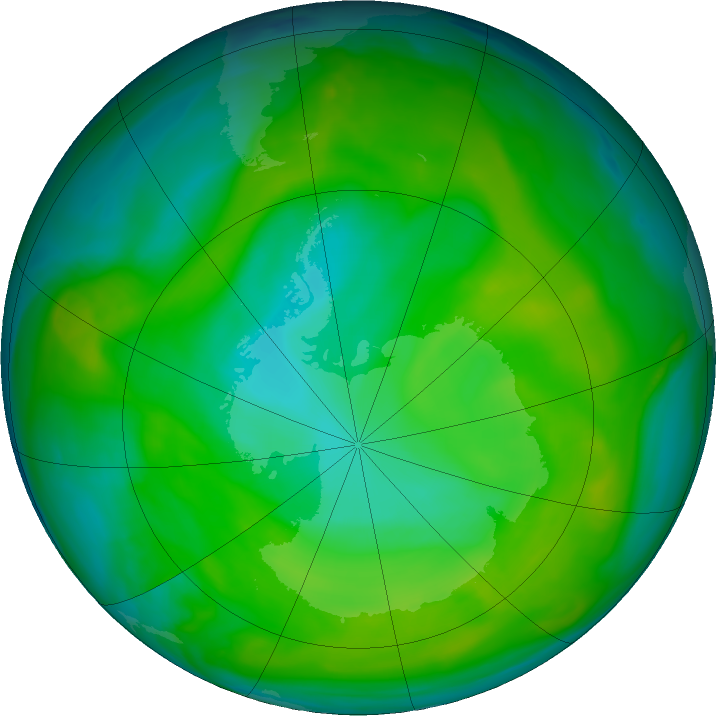 Antarctic ozone map for 09 December 2017